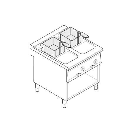 Friteuse électrique sur Placard ouvert 2x8L Gamme 700