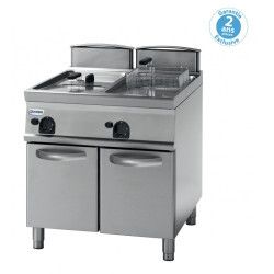 Friteuse sur coffre gaz avec tuyères traversant Cuve 2x17L Gamme 900