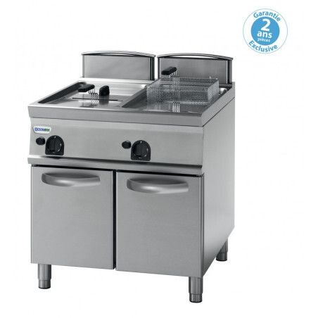 Friteuse sur coffre gaz avec tuyères traversant Cuve 2x17L Gamme 900