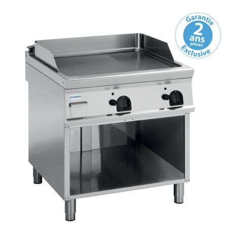 Plaque à snacker électrique Lisse chromée sur Placard ouvert Double 740x690mm Gamme 900