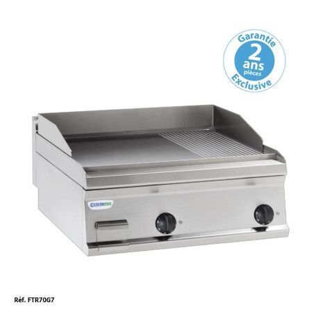 Plaque à snacker gaz double rainurée 696x564mm Gamme 700