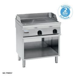 Plaque à snacker gaz rainurée sur Placard ouvert Double 748x564mm Gamme 700