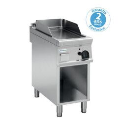 Plaque à snacker gaz lisse chromée sur Placard ouvert Simple 340x690mm Gamme 900