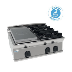 Plaque de cuisson Top 2 feux vifs gaz + 1/2 plaque coup de feu à Poser Gamme700