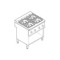 Plaque de cuisson Top 4 feux SUPER vifs gaz sur Placard ouvert Gamme 900