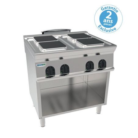 Plaque de cuisson électrique 4 plaques carrées Gamme 900 sur placard ouvert