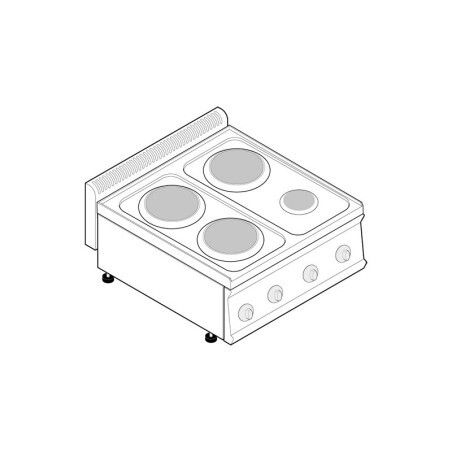 Plaque de cuisson électrique à Poser 4 plaques rondes Gamme 700 Largeur 700