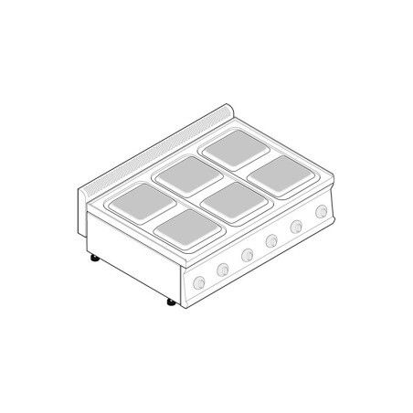 Plaque de cuisson électrique à Poser 6 plaques carrées Gamme 700 Largeur 1050