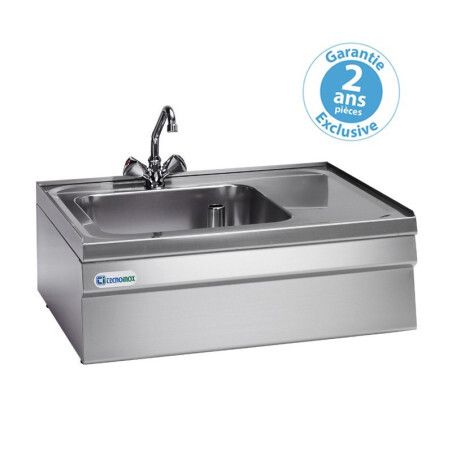 Plonge sur table 32L 1 bac 400x400x200mm Repose accessoires Robinet et trop plein