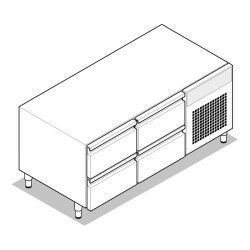Soubassement réfrigéré 170L Gamme 700 Largeur 1200 Placard 4 tiroirs