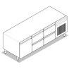 Soubassement réfrigéré 170L Gamme 700 Largeur 1600 Placard 1 porte 4 tiroirs