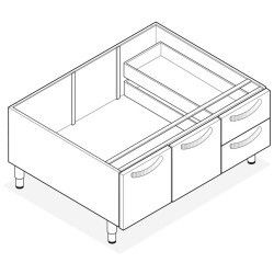 Support avec Placard 2 Portes / 2 tiroirs Gamme 600