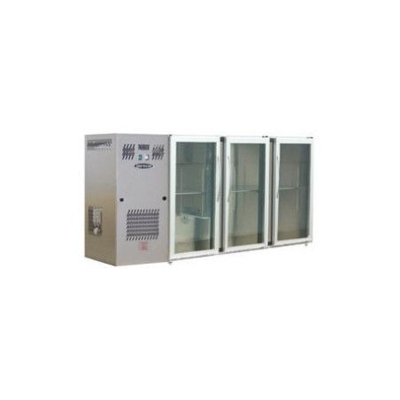 Arrière-bar Inox Série LEDS Groupe Logé 3Larges Portes Vitrées 736L Profondeur 700mm