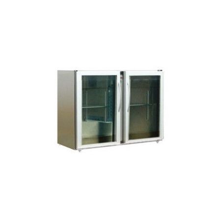 Arrière-bar Inox SérieLEDS sans groupe 2Larges Portes Vitrées 323L Profondeur 540