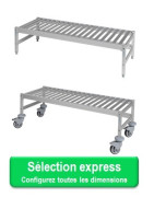 Rayonnage Bas Aluminium Clayettes ajourées polyéthylène Fixe et Mobile - 100 à 300Kg/Niveau