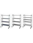 Rayonnage mobile Aluminium Clayettes ajourées polymère ou duralinox - 175 à 250Kg/Niveau